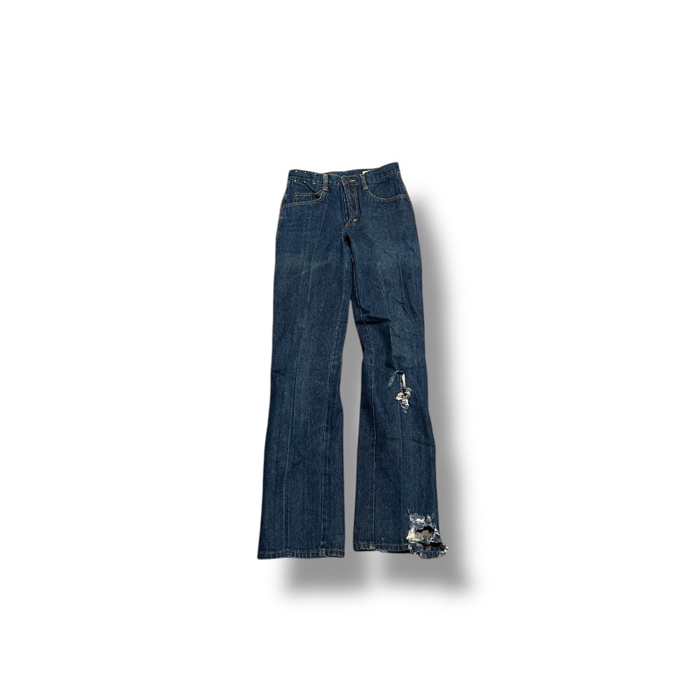 Vintage Womens GAP Flare Leg Jeans Distressed Denim Dark‎ Wash Style Size 26